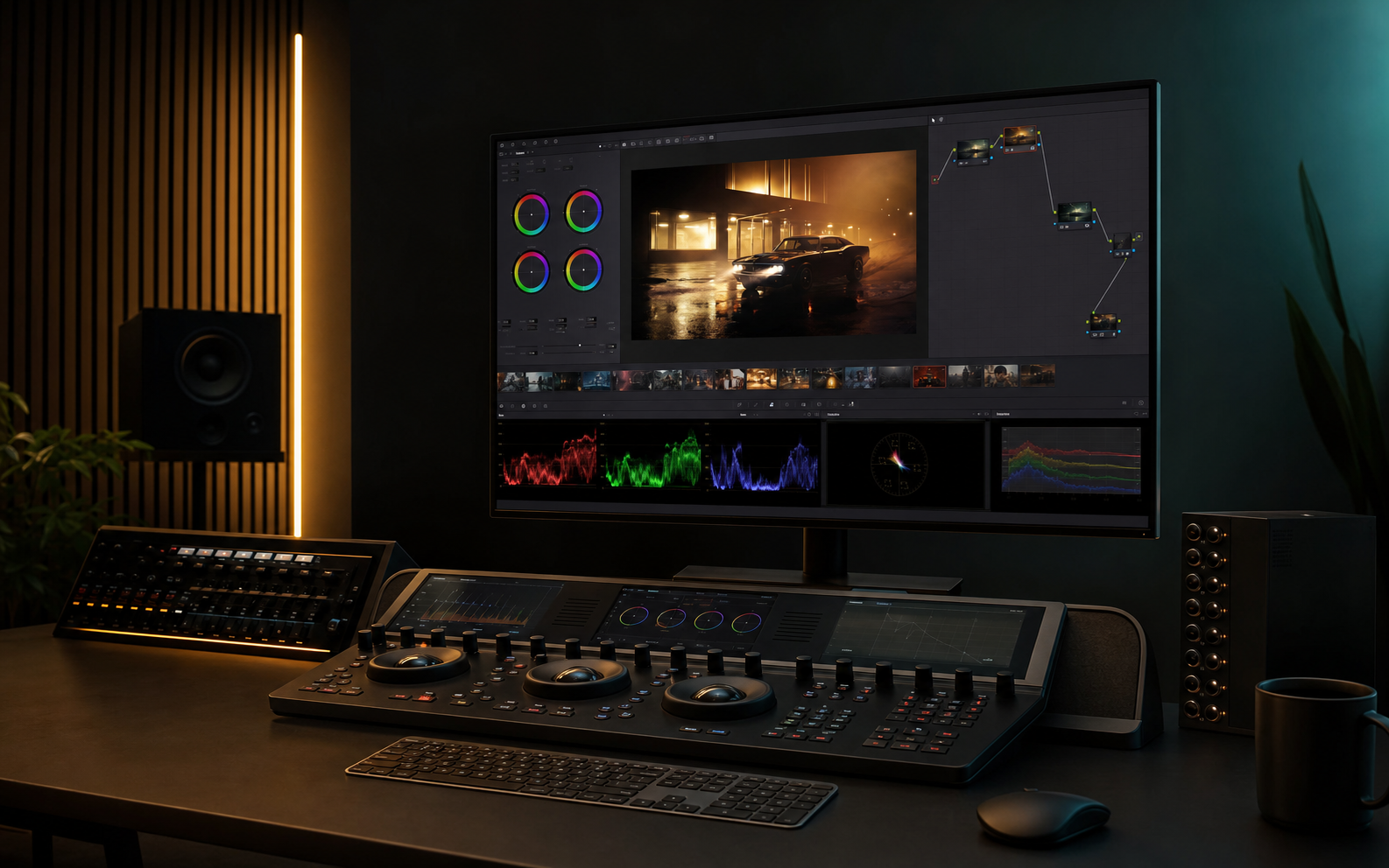 DaVinci Resolve Studio renk ve post-prodüksiyon mockup’ı