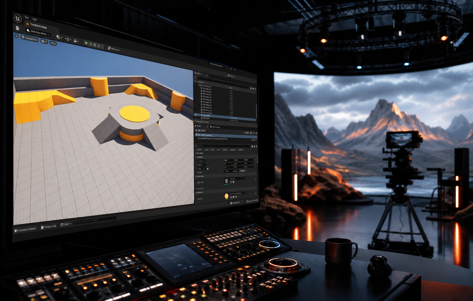 Epic Games’in resmi Unreal Editor arayüzüyle hazırlanmış profesyonel mockup