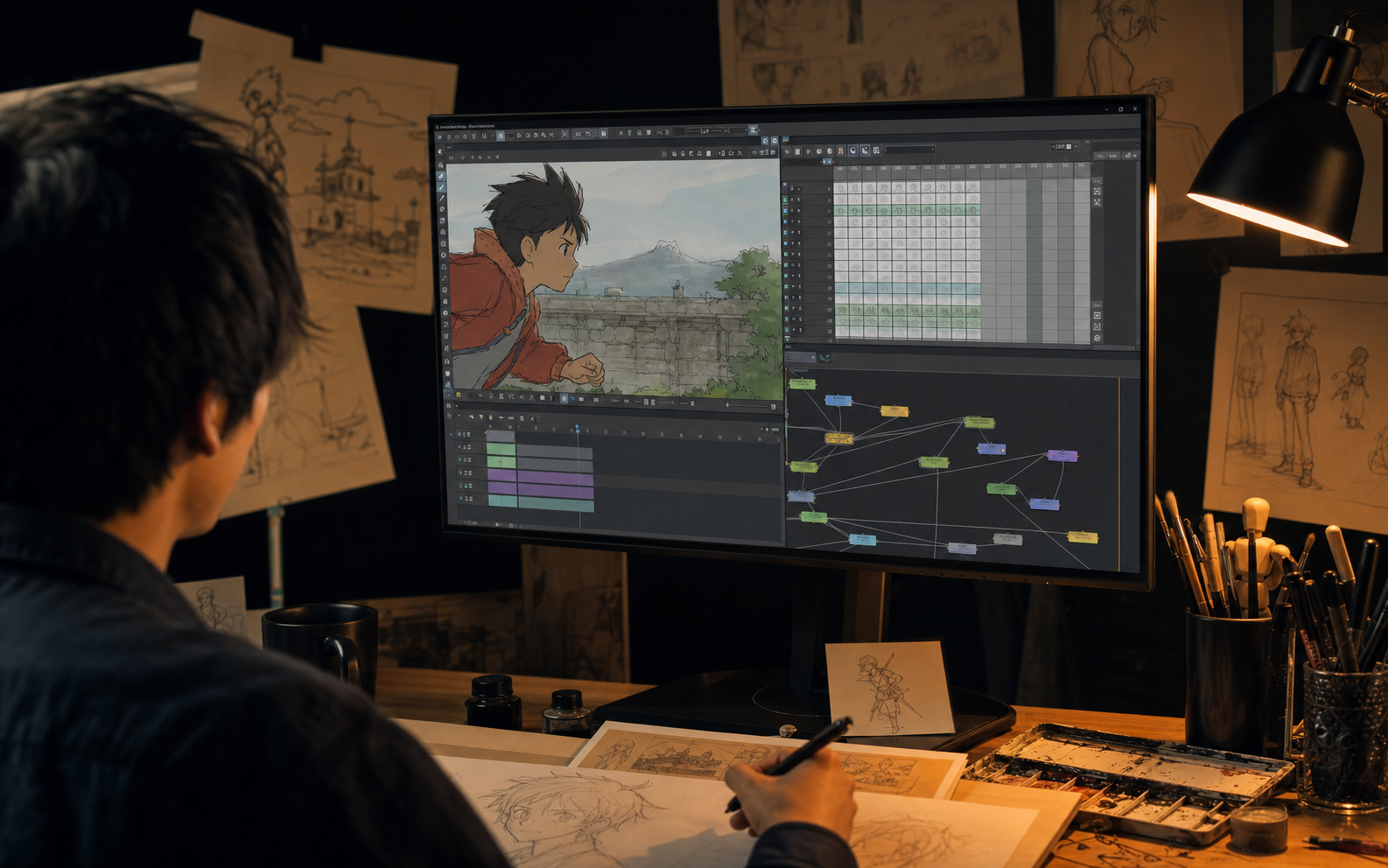 OpenToonz 2D animasyon arayüzü